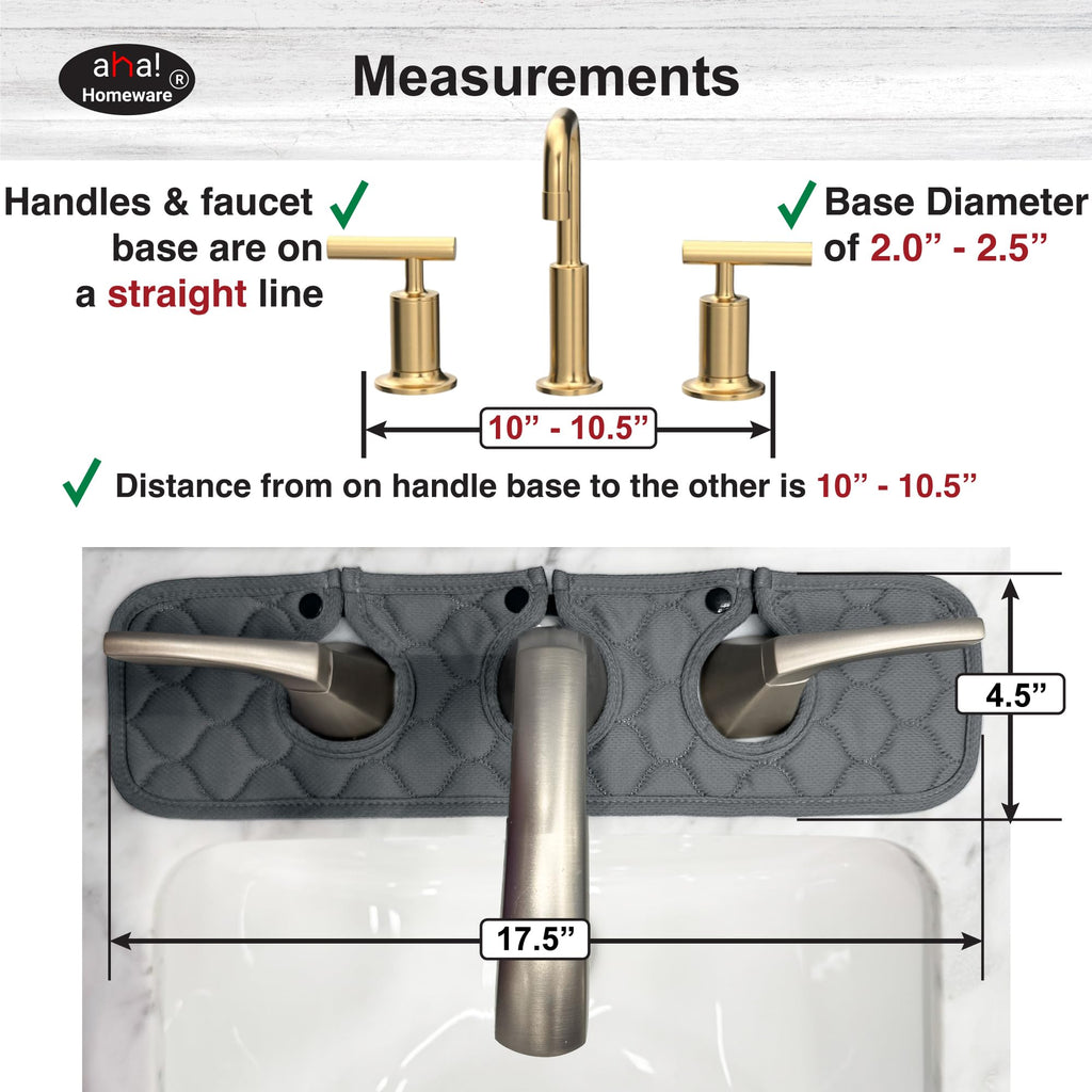 Bathroom Sink Splash Guard 3-Round-Hole : AHA HOMEWARE, Faucet Mat for Bathroom Sink 3 Holes (Gray & Gray)