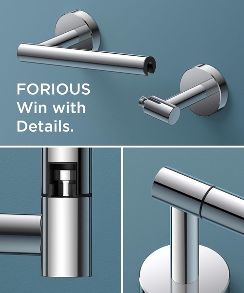 FORIOUS Toilet Roll Holder - Rustproof Stainless Steel Double Post with Swivel Design | Chrome Finish