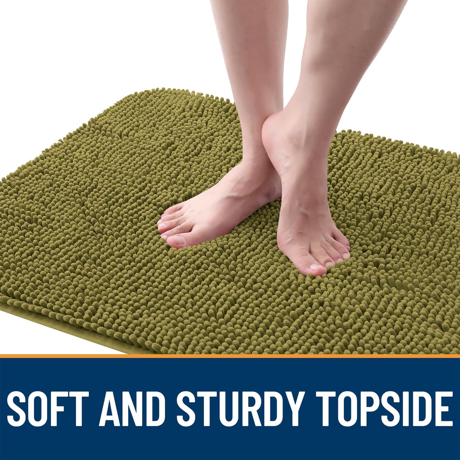 OLANLY Dog Door Mat - Absorbent Non-Slip Washable Doormat for Muddy Paws | 40x32, Quick Dry Chenille, Willow Green