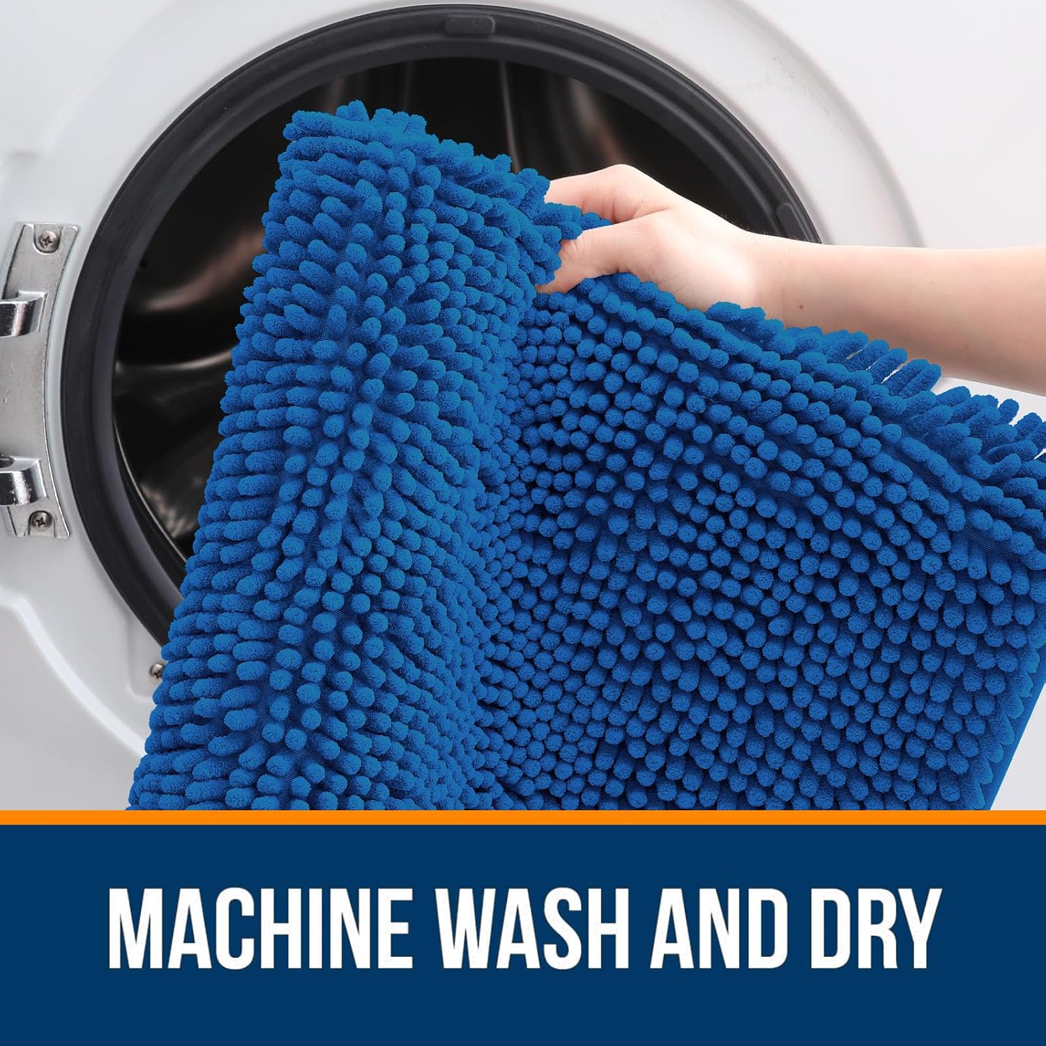 OLANLY Bathroom Rugs - Extra Soft Chenille Bath Mats | Quick Dry & Machine Washable, 30x20, Deep Navy Blue
