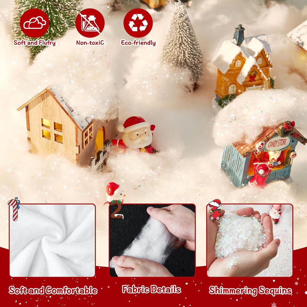 Skiennix 3pcs Artificial Christmas Snow - Soft Fluffy Snowflakes for Winter Decor | Perfect for Crafts & Displays