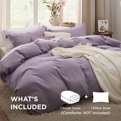 Bedsure Duvet Cover Set - Extra Soft Grayish Purple Twin/Twin XL Bedding, 2 Pieces with Zipper Closure