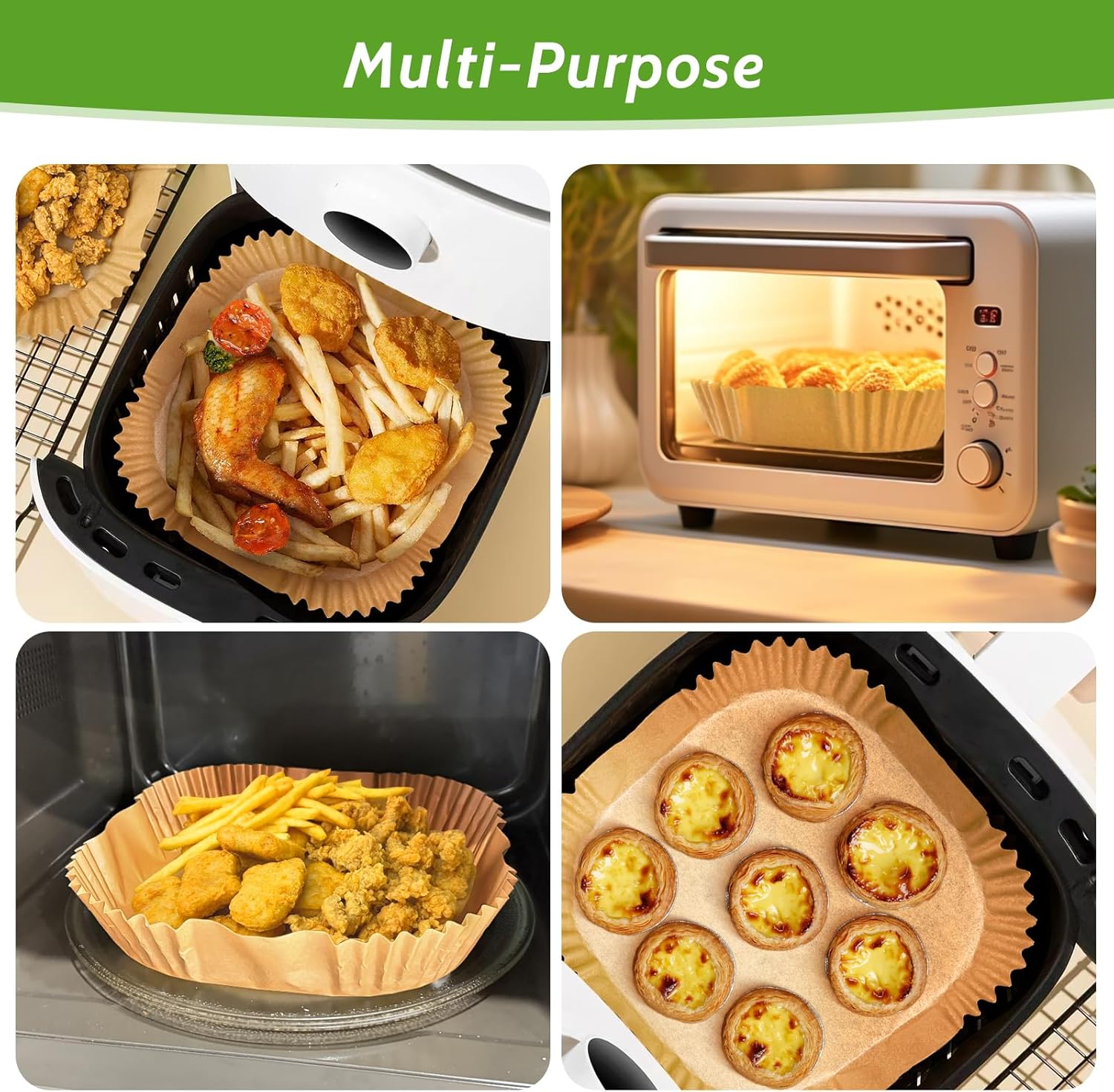 Skiennix 360 Pcs Air Fryer Paper Liners - Heavy Duty, Non-Stick & Unbleached 8” Square Parchment