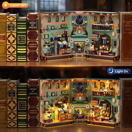 INSOON Magic Potion Booknook Building Set - DIY 990 PCS Bookend Kit with Light for Home Decor | Perfect for Ages 8+