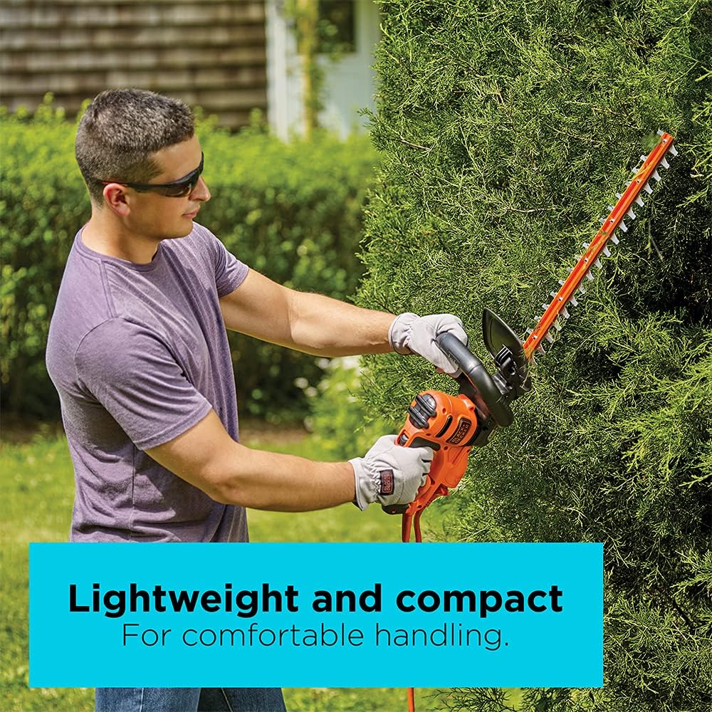 BLACK+DECKER 22" Electric Hedge Trimmer - Lightweight 4.0 Amp Dual Action Shrub Cutter | Full Wraparound Handle