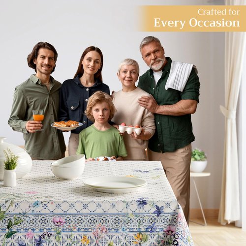 Maison d' Hermine Table Cloth Rectangle Table 100% Cotton 70 x 120 Inches Tablecloth Reusable Decorative for Dining Kitchen Room Farmhouse Home Easter Decorations Spring Summer - Faience