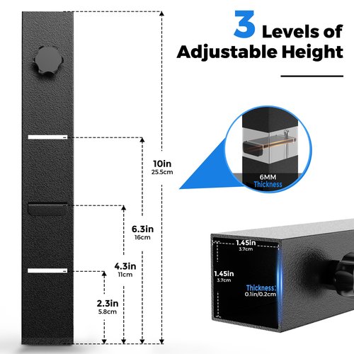 4 Pack Folding Table Leg Extenders, Highly Durable Steel Folding Table Leg Risers, Folding Desk Legs Extensions for Straight｜Bent Legs,3 Levels Adjustable Height Tables Extender Rise 2.3in｜4.3in｜6.3in