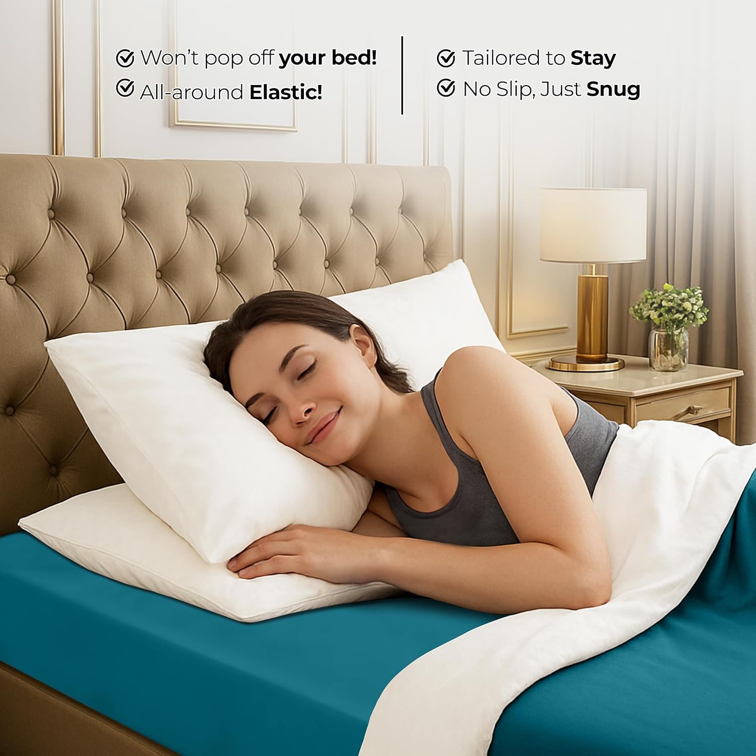 Utopia Bedding Queen Fitted Sheet - Soft Microfiber with Deep Pockets - Fade Resistant | Denim Blue