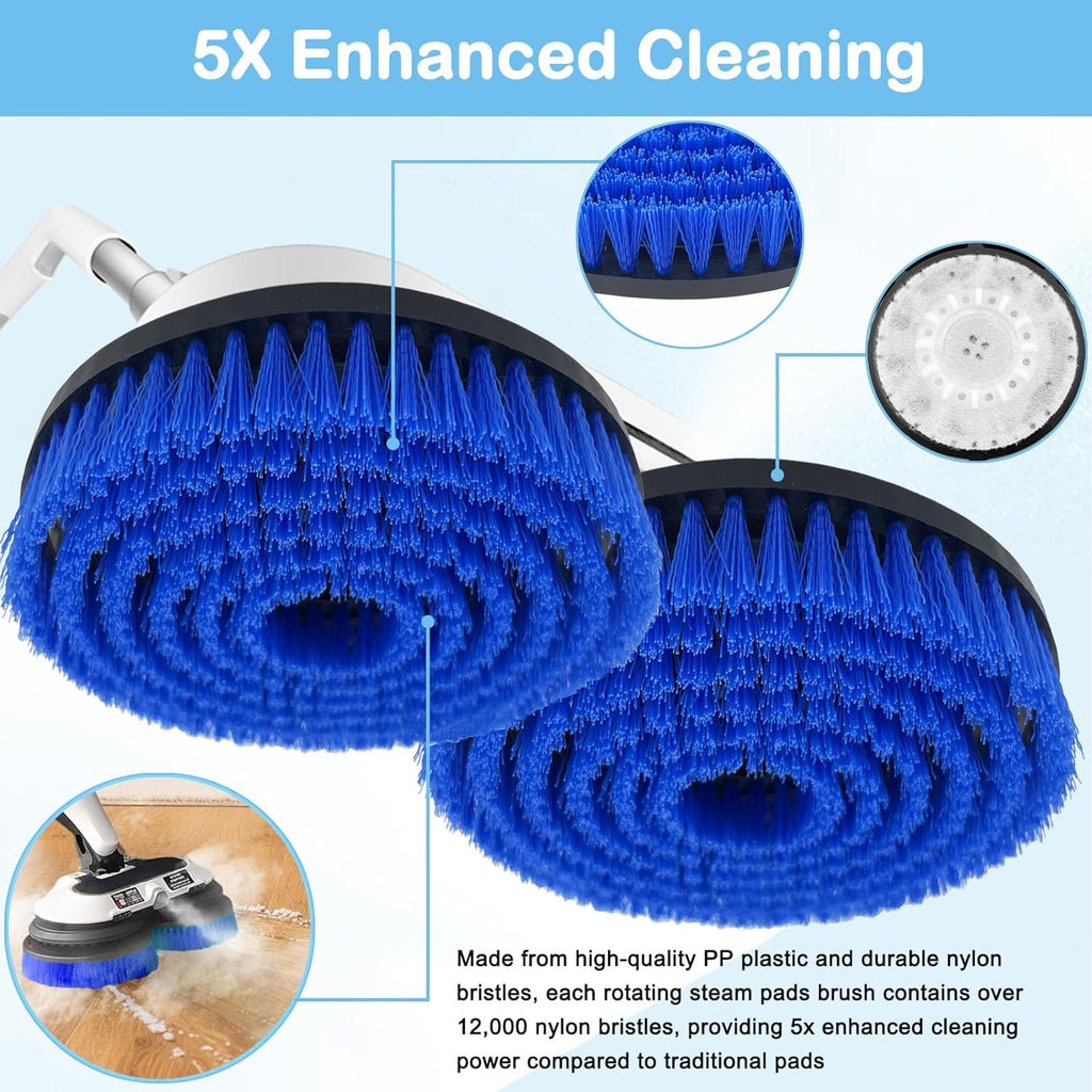 Shark S8201 Replacement Steam Mop Brush Heads - 2 Pack Upgraded Washable Scrubbing Brushes | Blue