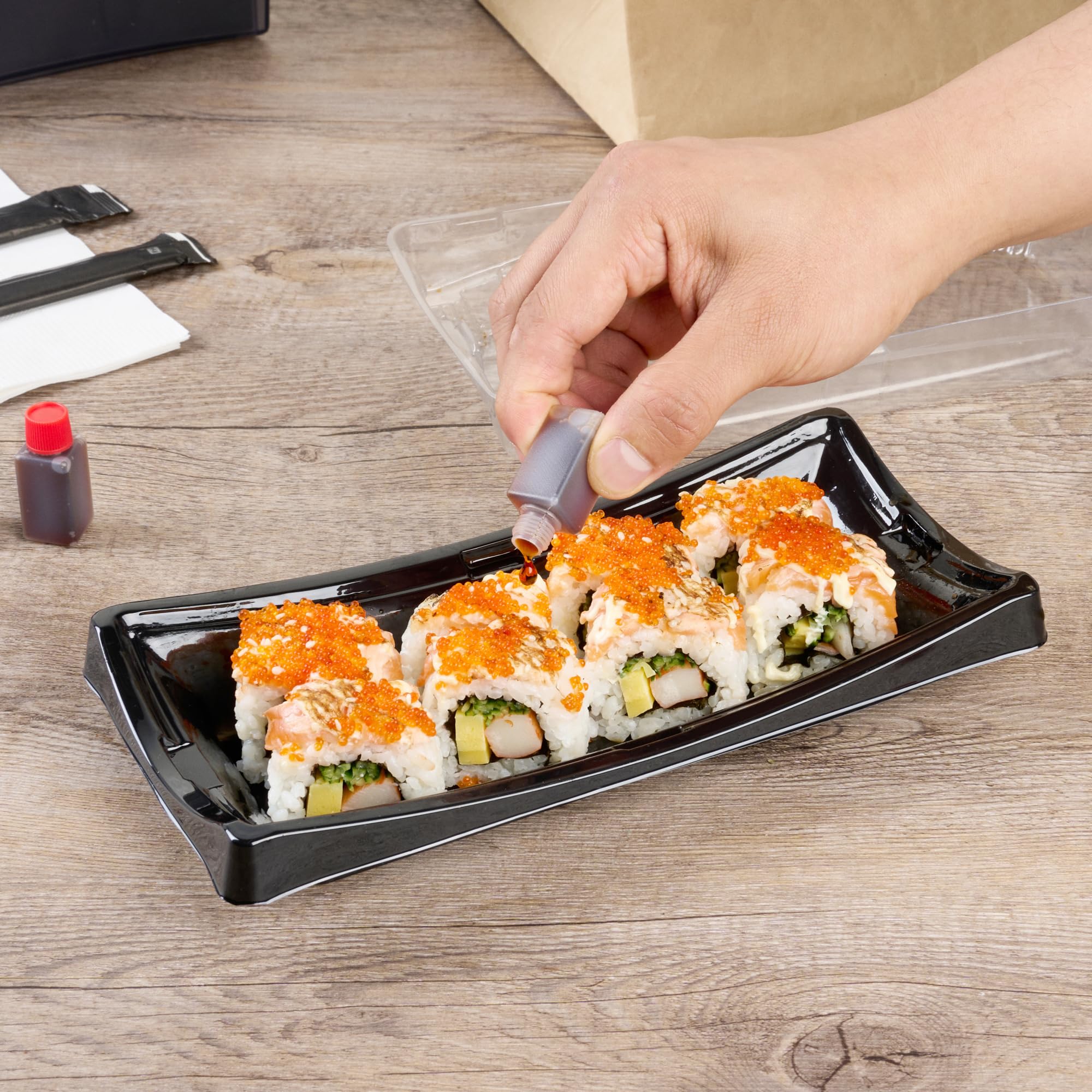 Restaurantware Disposable Sauce Bottle 1000 Count 6 ml Plastic Mini Sauce Container Japanese Bottle Translucent Portable Container For Travel