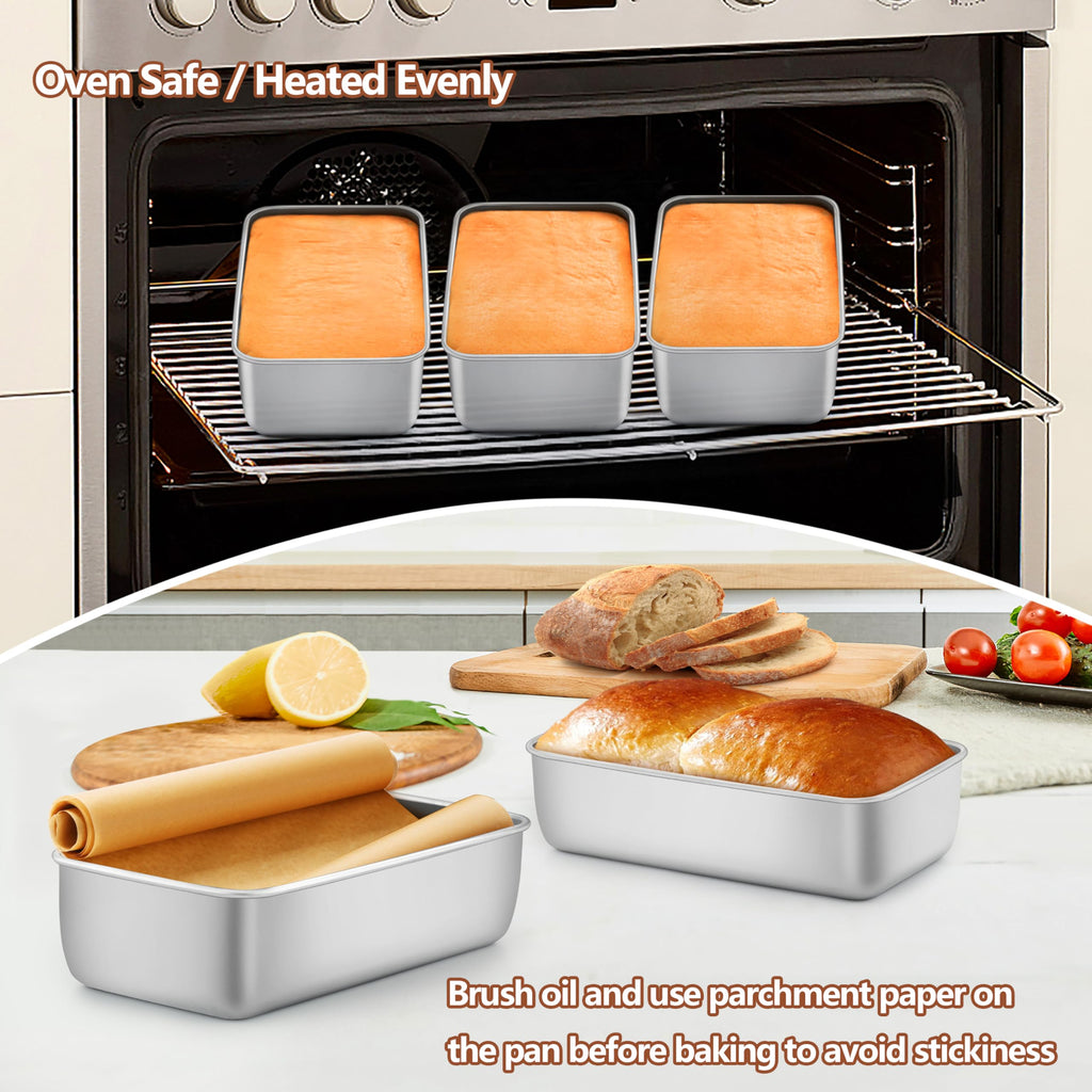 LIANYU 16 Pack 9x5 Inch Loaf Pans for Bread Baking, Stainless Steel Bread Baking Pans, Small Loaf Tins for Homemade Brownies and Pound Cakes, Dishwasher Safe