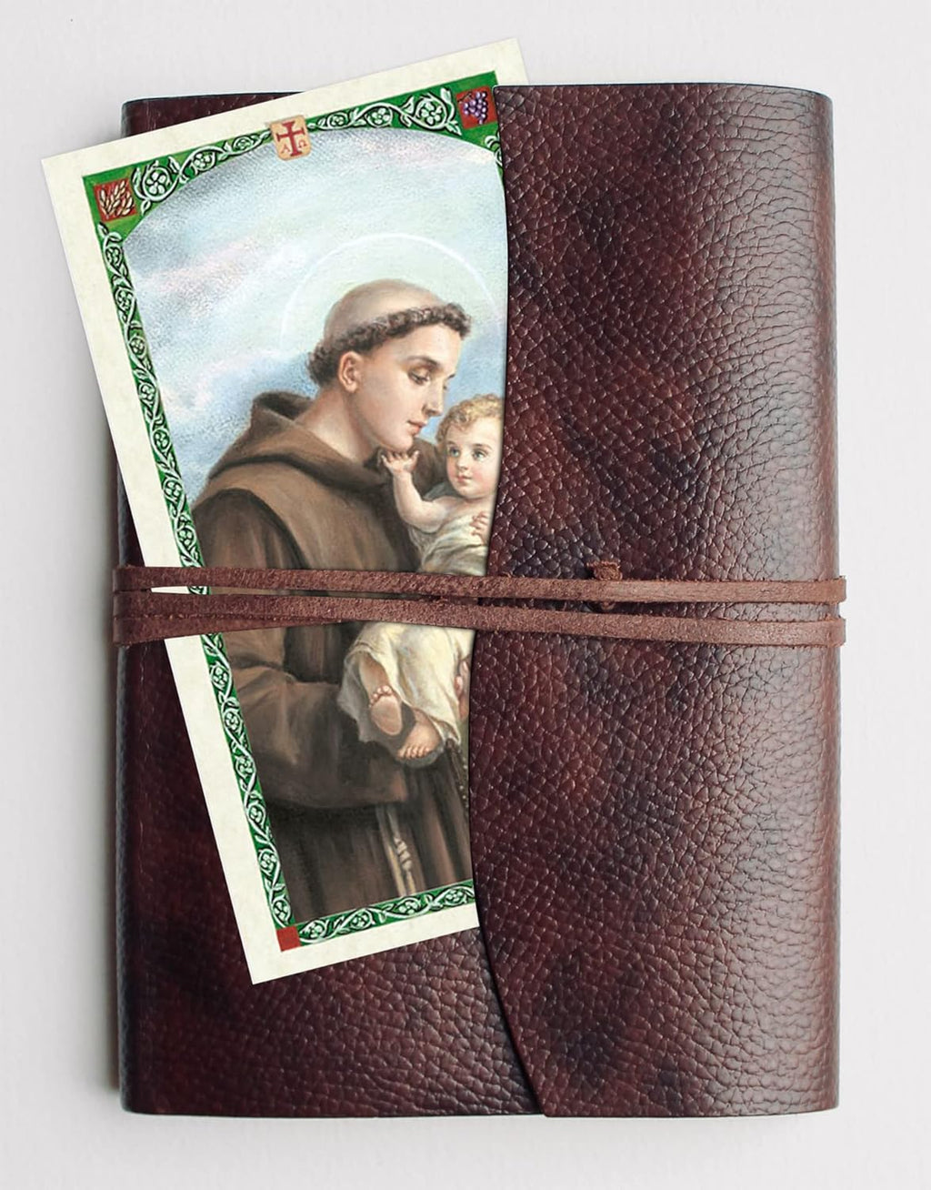 Saint Anthony Mini Statue - 2 Inch Metal Figurine with Laminated Prayer Card | Magnetic Base for Car Dash