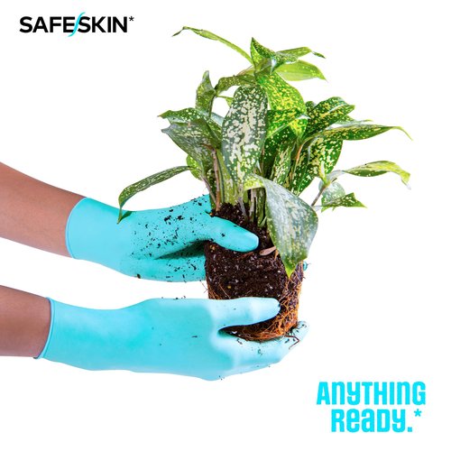 SAFESKIN Nitrile Disposable Gloves, Medium Duty, Medium Size, Powder-Free - For Food Handling, First Aid, Cleaning, Gardening, Crafting - Exam Gloves, 100-Count