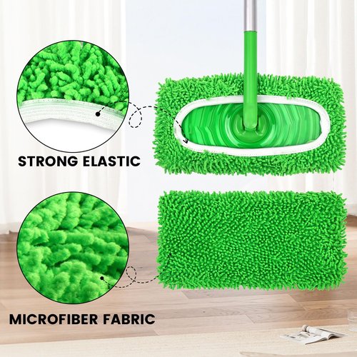 6Pcs Reusable Microfiber Mop Pads Compatible with Sweeper Mop, Replacement Wet Mopping pad Refills & Washable Dry Sweeping Cloths for Surface/Hardwood Floor Cleaning