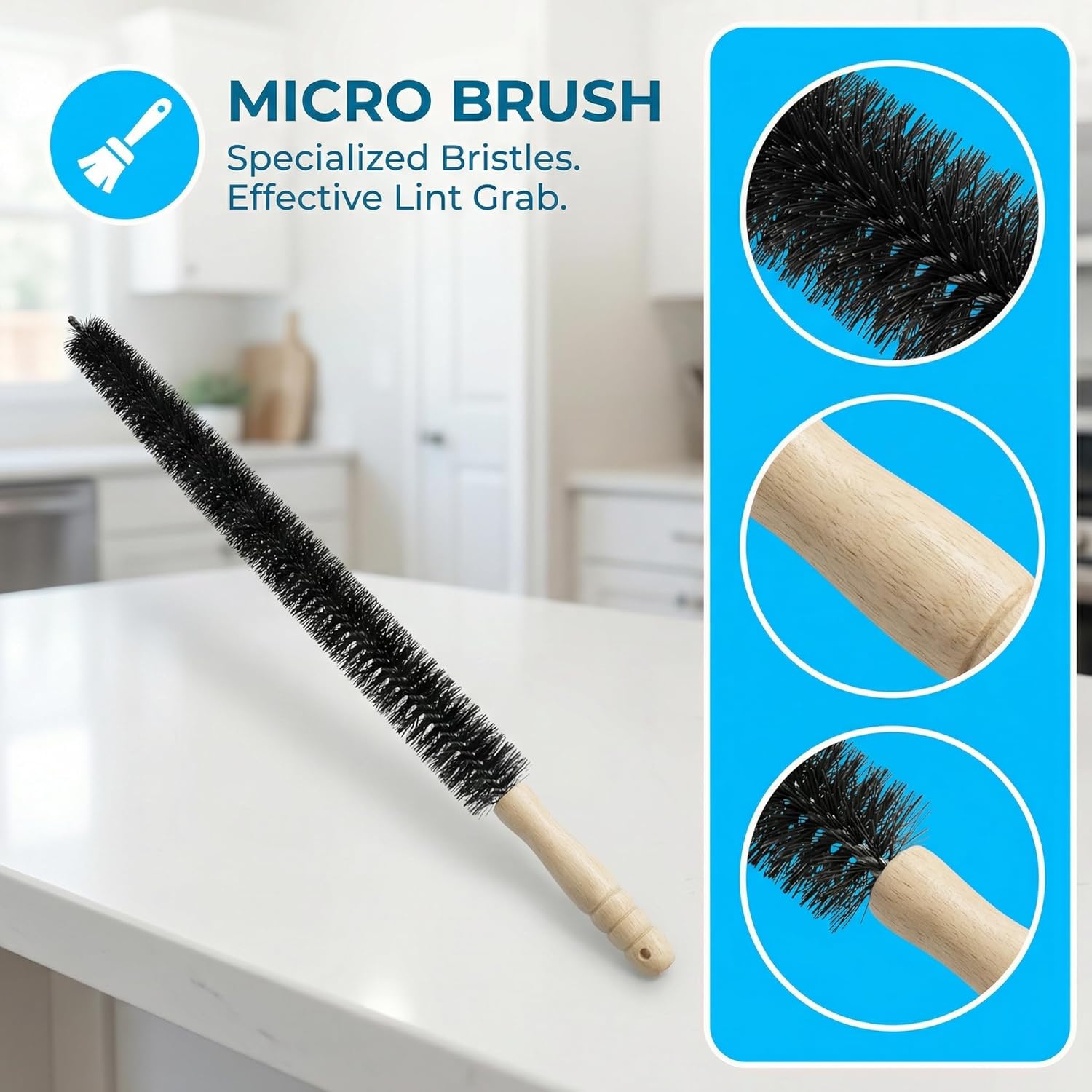 Skiennix Dryer Vent Cleaner Kit - 31.5" Flexible Lint Vacuum Attachment | Universal Fit, Deep Cleans Clogged Vents, Reduces Fire Hazards (Blue)