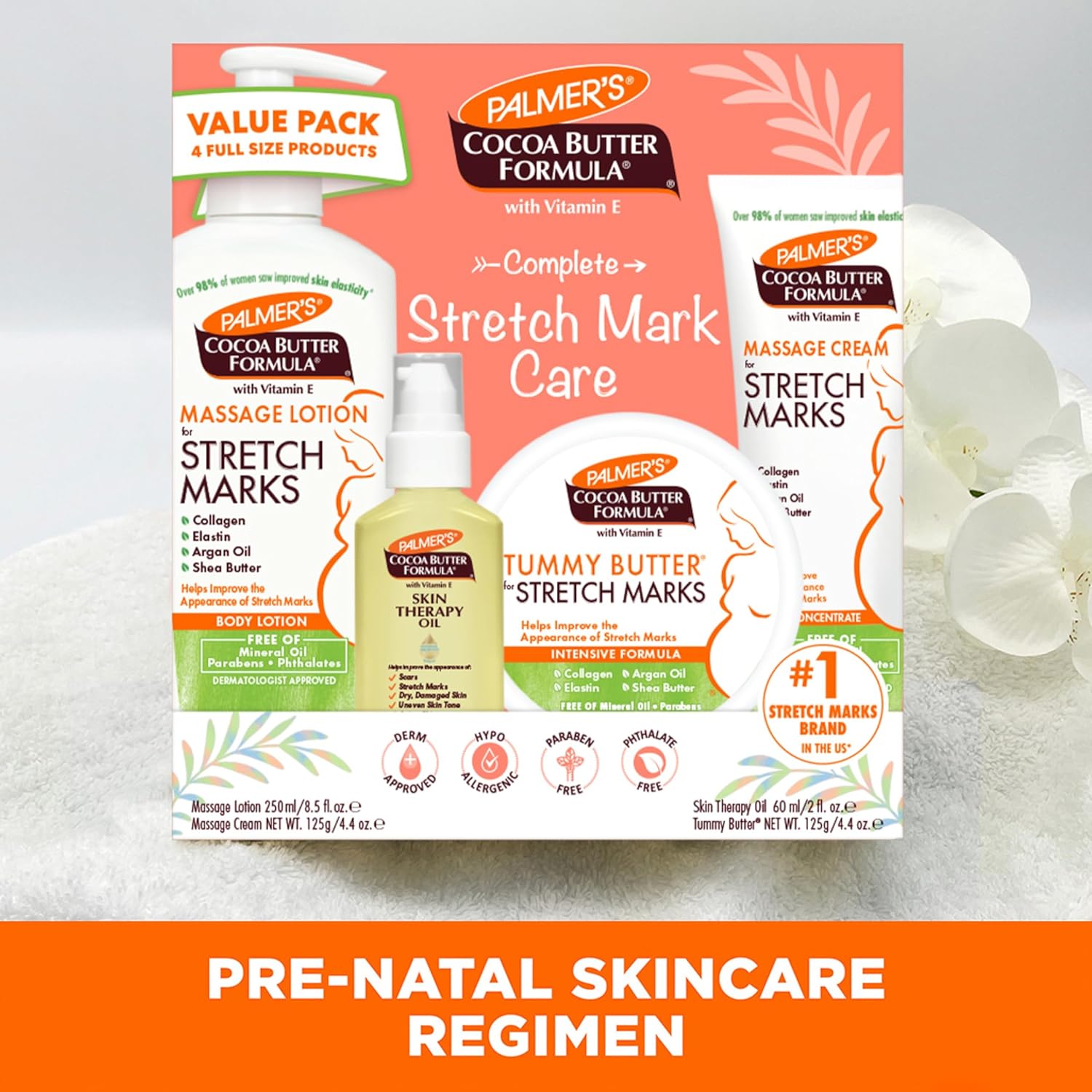 Palmer's Cocoa Butter Formula Pregnancy Skin Care Kit - Stretch Mark & Scar Treatment | 4-Piece Full Size Set