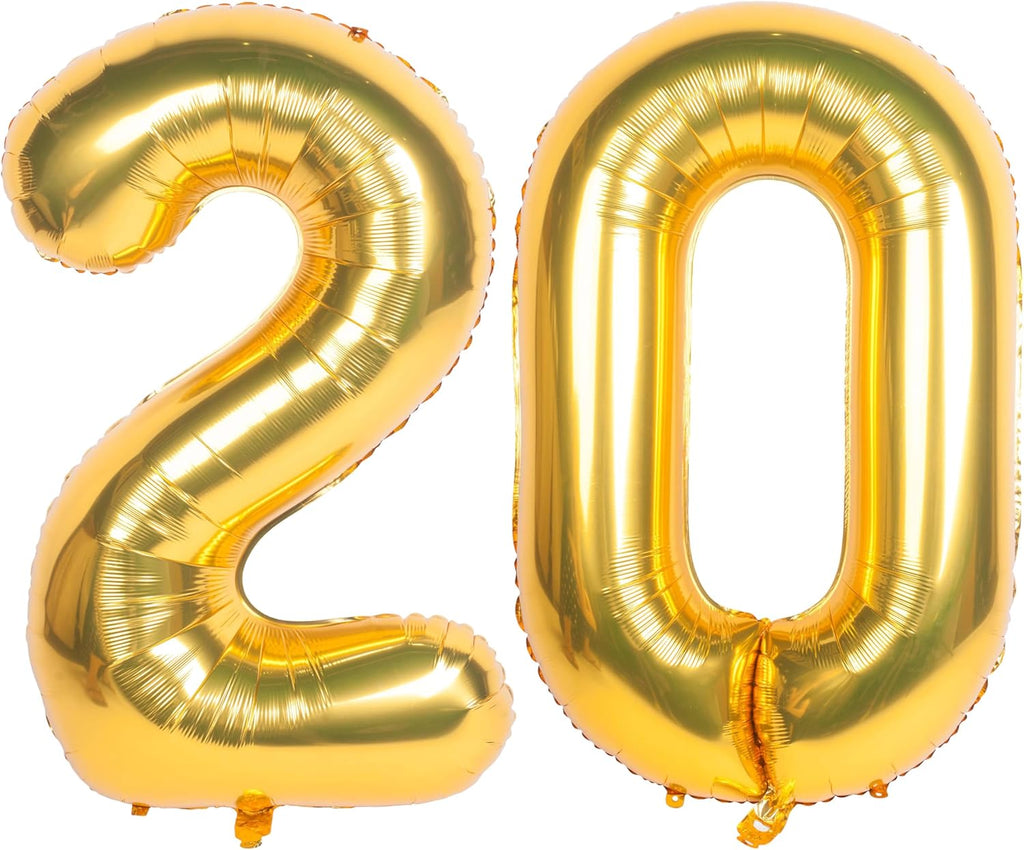 Skiennix 40-Inch Gold Number Balloons - Helium Foil Mylar Birthday Party Decorations