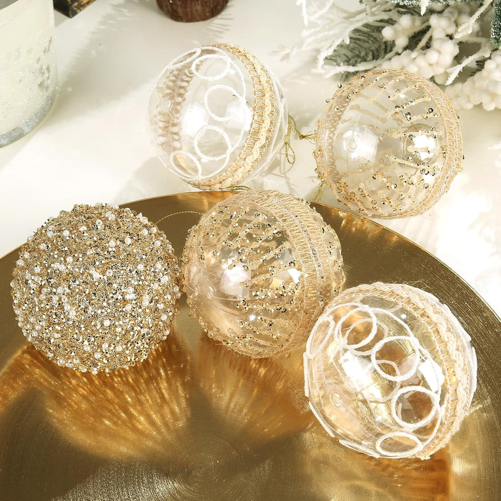 Regine Switzerland 9-Piece Christmas Ball Ornaments Set - Shatterproof Clear Champagne Decor for Holiday Parties