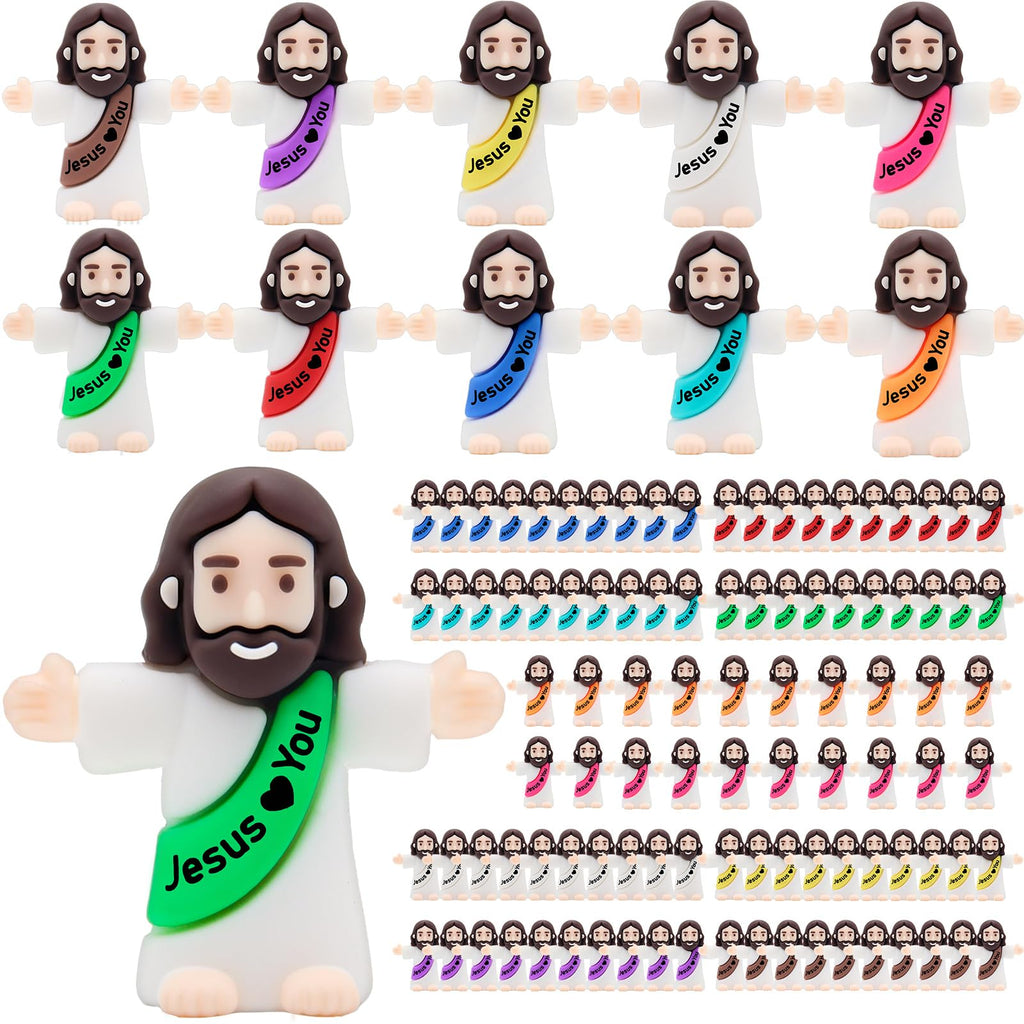 Owurha 100PCS Little Jesus Figures Mini Jesus Love You Figures Original Design Tiny Jesus Figurines in Bulk to Hide and Seek Religious Party Favors Sunday School Baptism Gifts Easter Egg Stuffers