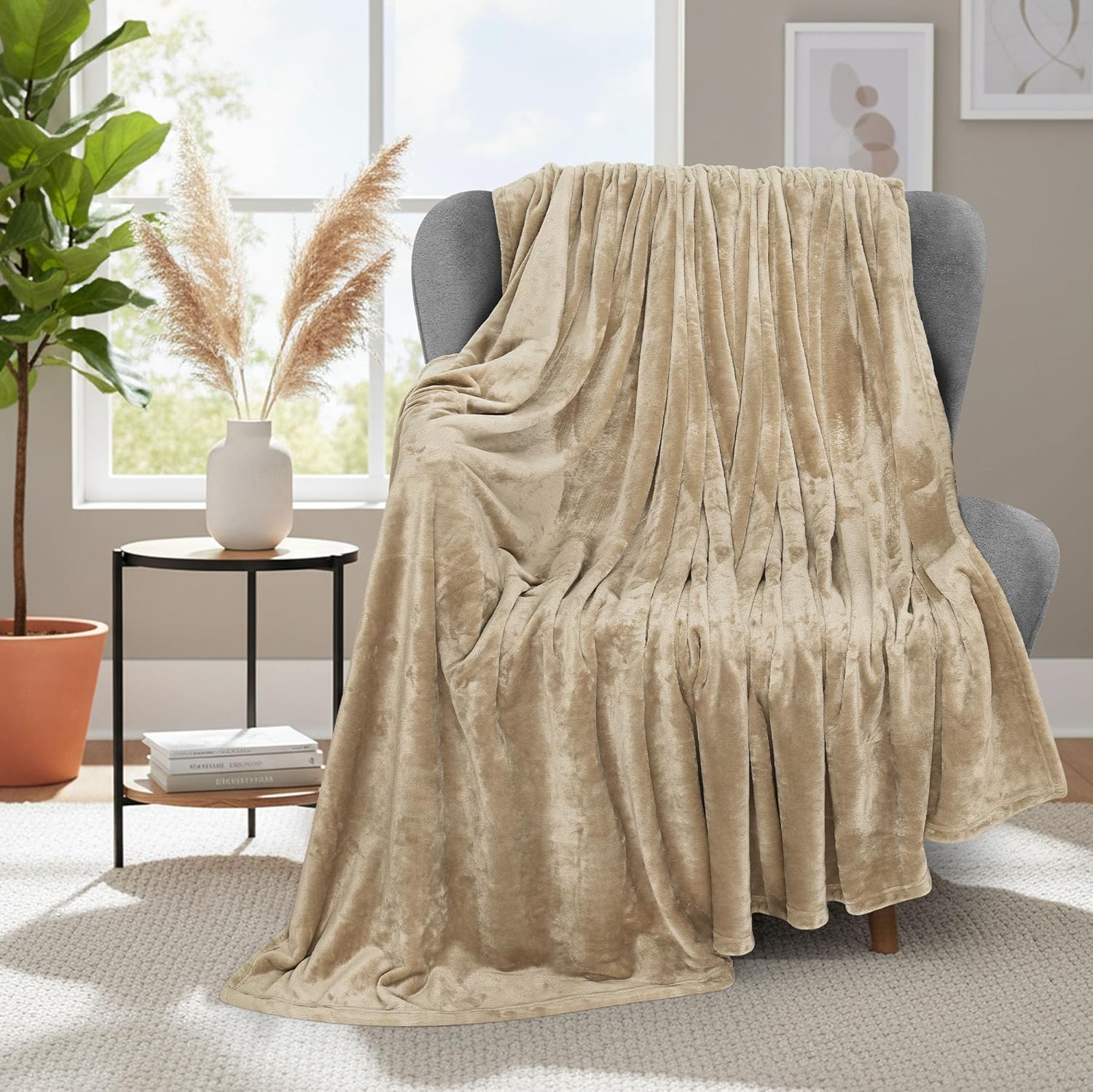 Utopia Bedding Fleece Blanket - Luxury Anti-Static Soft Microfiber Throw | Camel, 50x60 Inch
