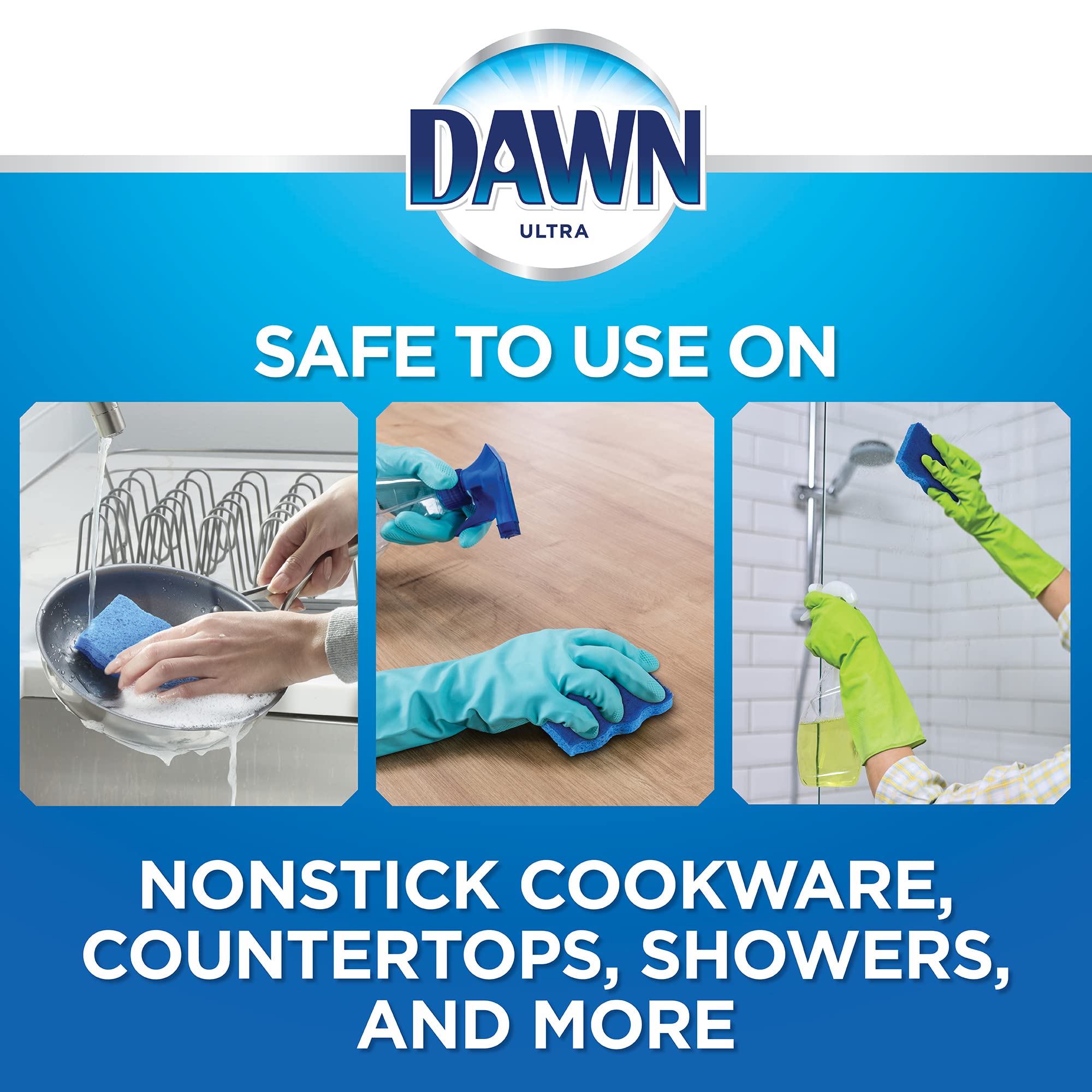 Dawn Non-Scratch Kitchen Dish Sponges, Blue (Pack of 3)