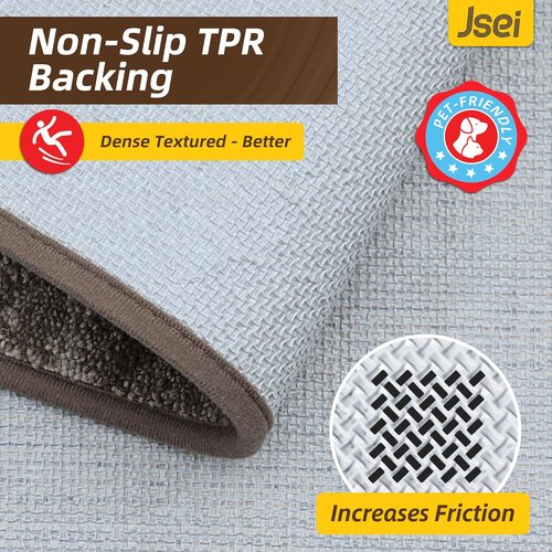 JSEI Dirt Trapper Door Mat - Non-Slip Washable Entryway Mat | 24"x36" Absorbent Low Profile for Dogs - Brown