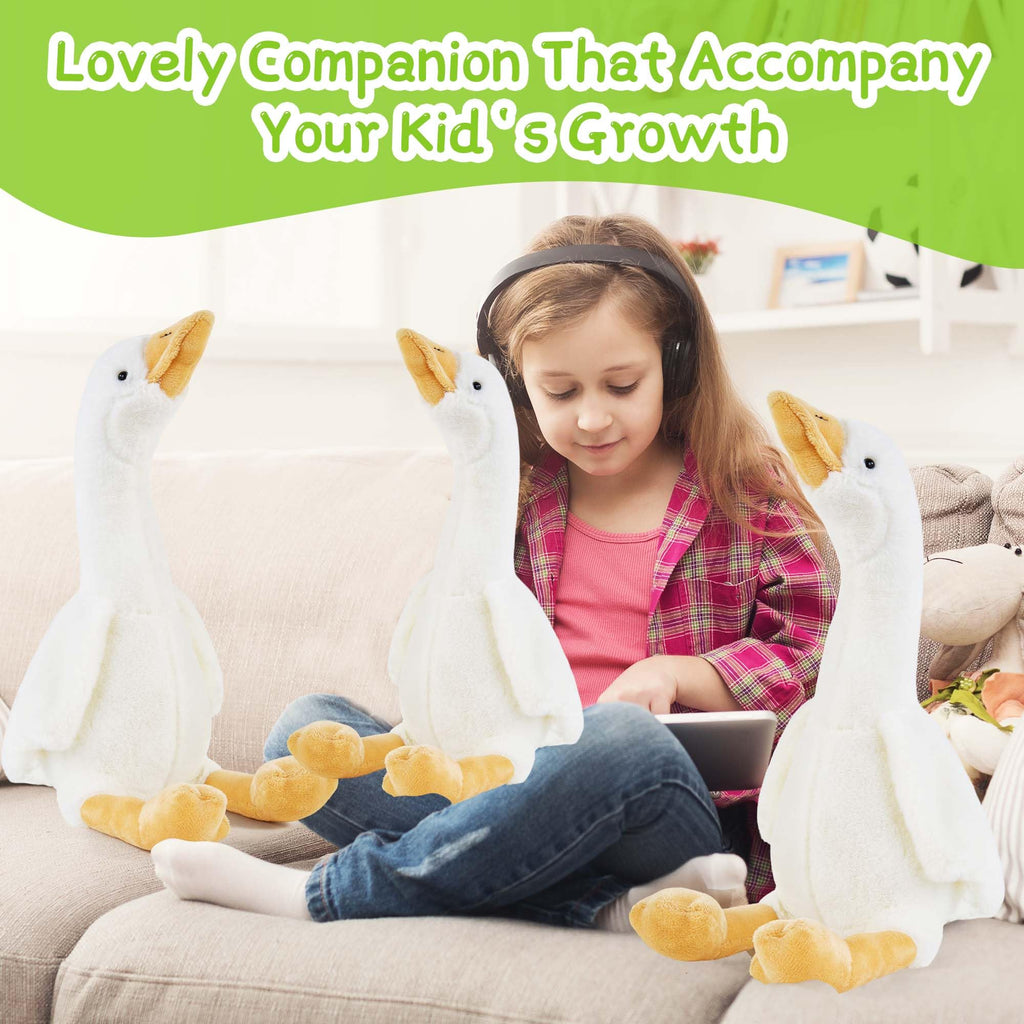 Heamoe 15.7" Swan Stuffed Animal, Cute White Fluffy Goose Duck Stuffed Plush Toy Hugging Pillow Gifts for Kids Birthday