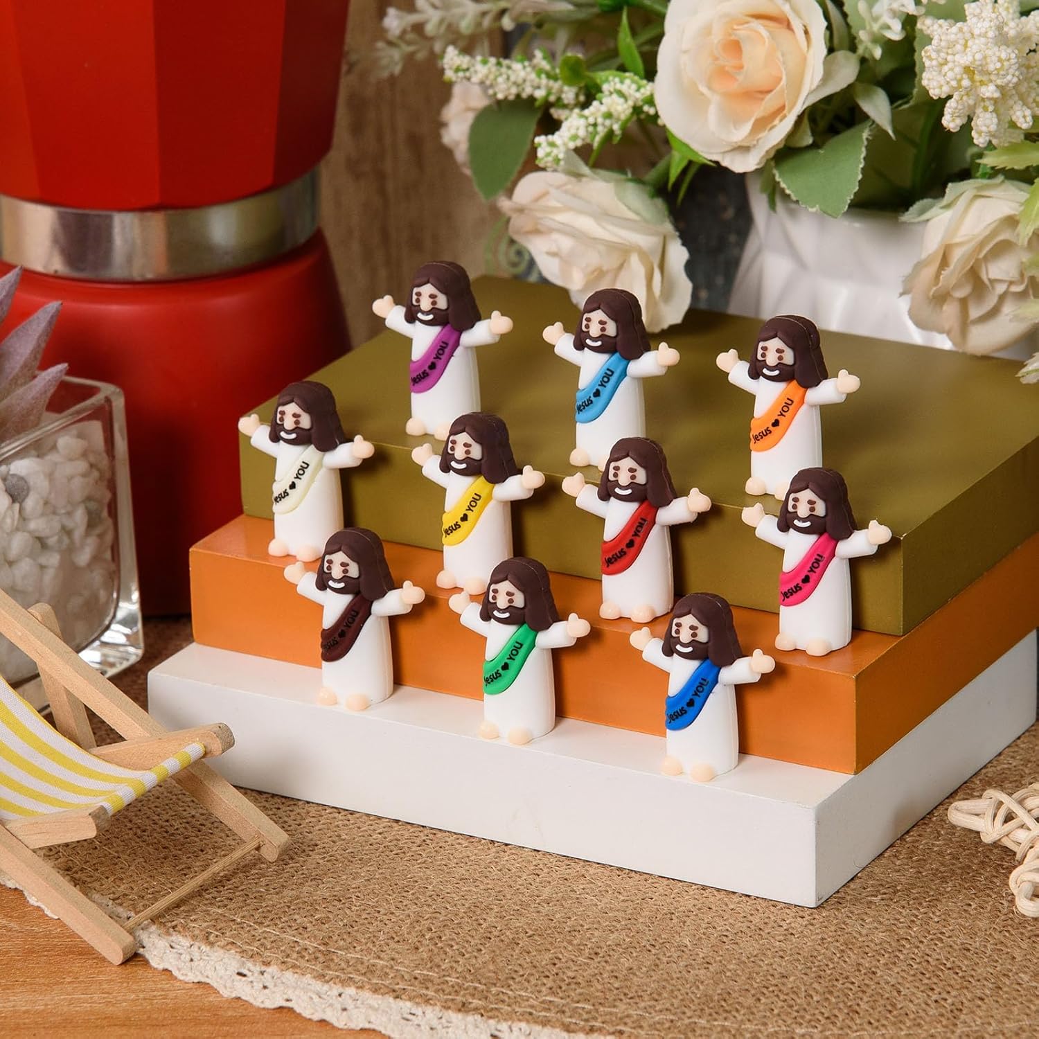Mini Jesus Figures by [Brand Name] - 50 Pcs Tiny Religious Christ Dolls for Easter Egg Stuffers | Multicolor
