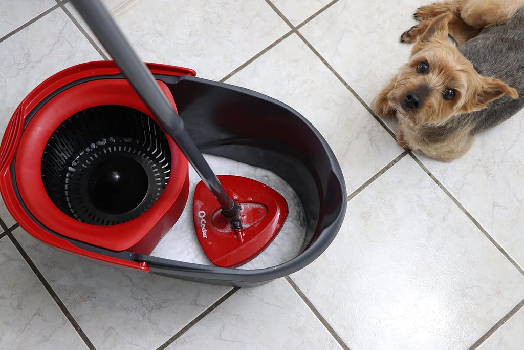 O-Cedar EasyWring Microfiber Spin Mop System - Includes 2 Extra Refills | Red/Gray Color