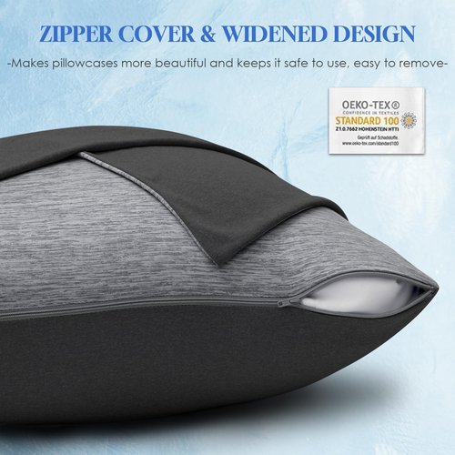 CHOSHOME Cooling Pillow Cases Zipper Pillow Covers Q-Max > 0.45 Zippered Pillowcases for Hot Sleepers, Soft, Breathable, Skin-Friendly, 2 Pack (Standard, 20"x26", Dark Grey)