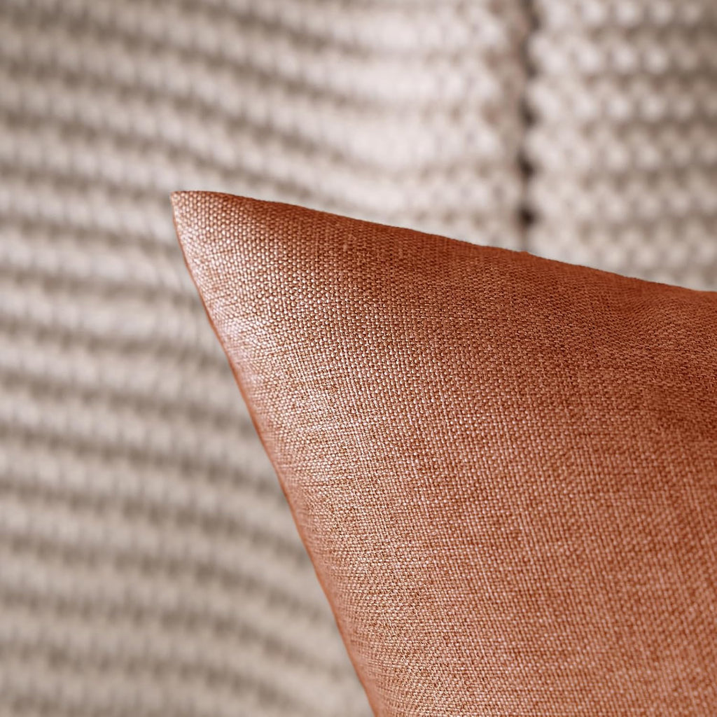 MIULEE Decorative Outdoor Throw Pillow Covers - Waterproof Faux Linen Cushion Cases | 20x20 Inch Rust (Pack of 2)