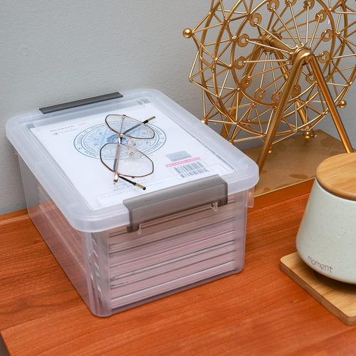 Citylife Small Storage Bins - 4 Pack Clear Plastic Containers with Lids | 3.2 QT Stackable Organizers