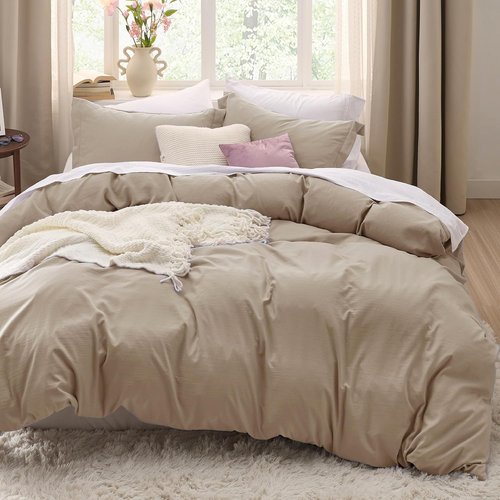 Bedsure California King Duvet Cover - Extra Soft Prewashed Cotton-Like Bedding Set, 104x98 Inches with Zipper Closure & 2 Pillow Shams