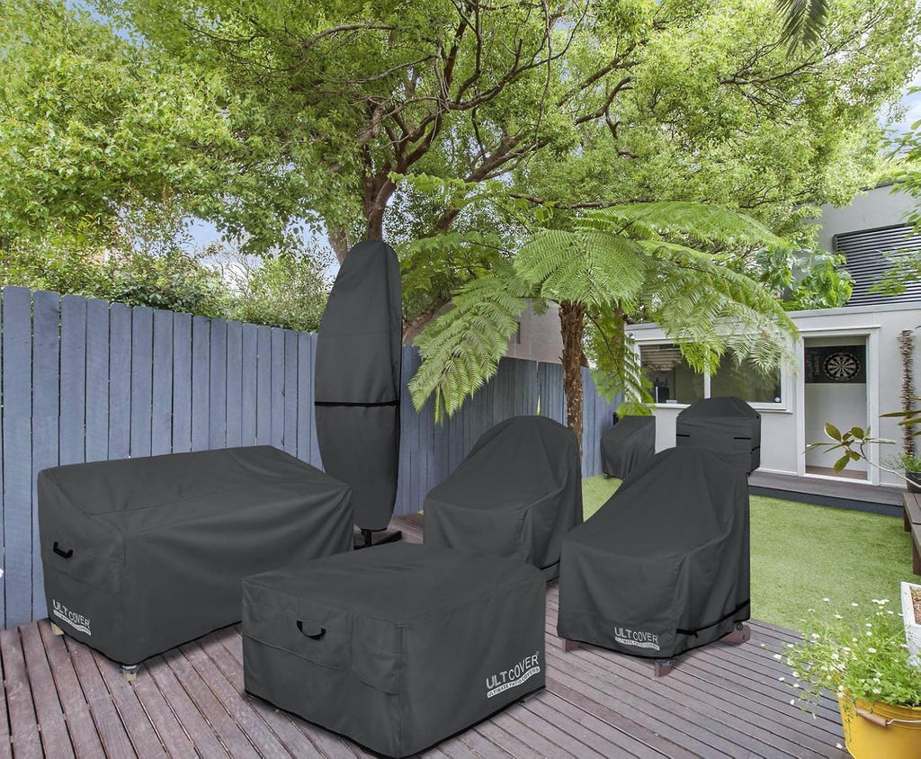 ULTCOVER Waterproof Patio Furniture Sofa Cover - 60" x 35" x 35" for Outdoor 2-Seater Loveseat - Black