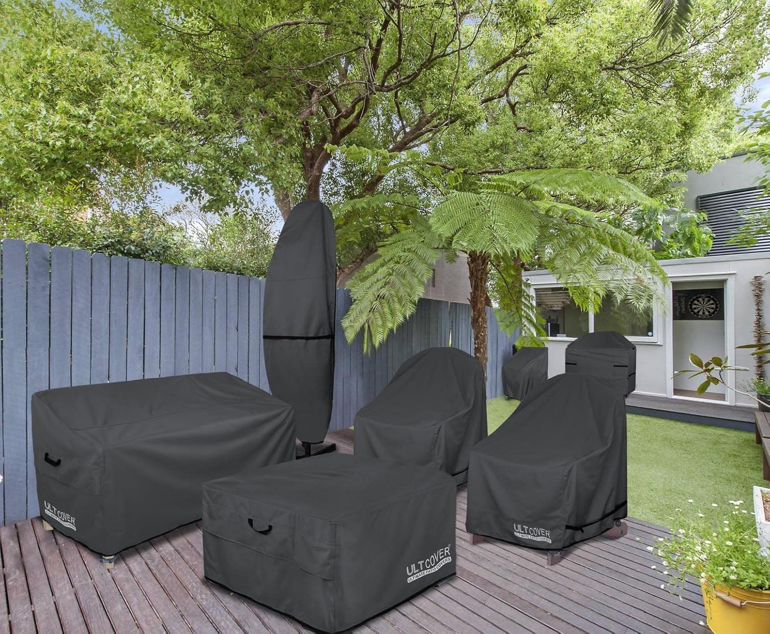 ULTCOVER Waterproof Patio Furniture Sofa Cover - 60" x 35" x 35" for Outdoor 2-Seater Loveseat - Black