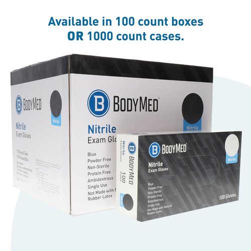 BodyMed Nitrile Gloves for Exam and Home Use, Medium, 1,000 Count - Latex & Powder Free Disposable Gloves for Medical Use, Cooking, Cleaning & More