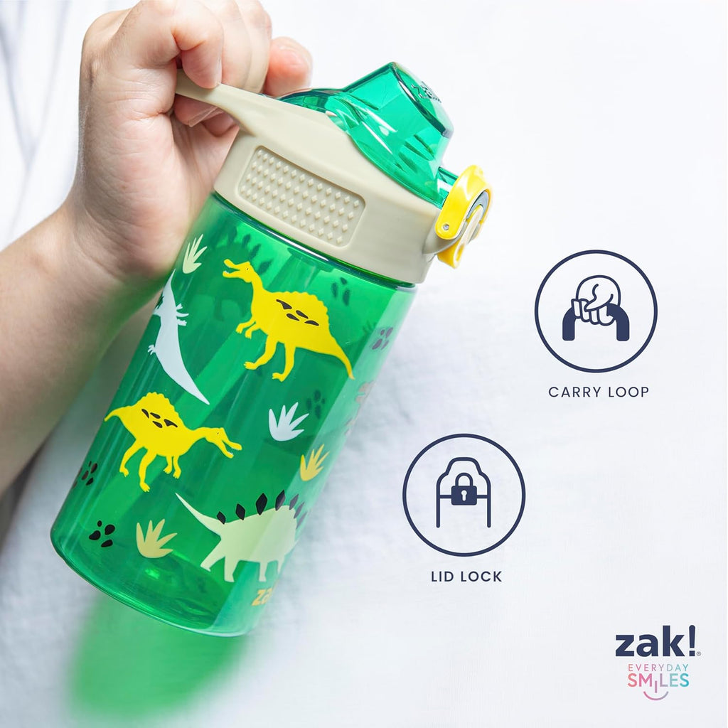Zak Designs Bluey Sage Kids Water Bottle - 16oz Durable Plastic with Straw & Leak-Proof Cover | 2-Pack Set