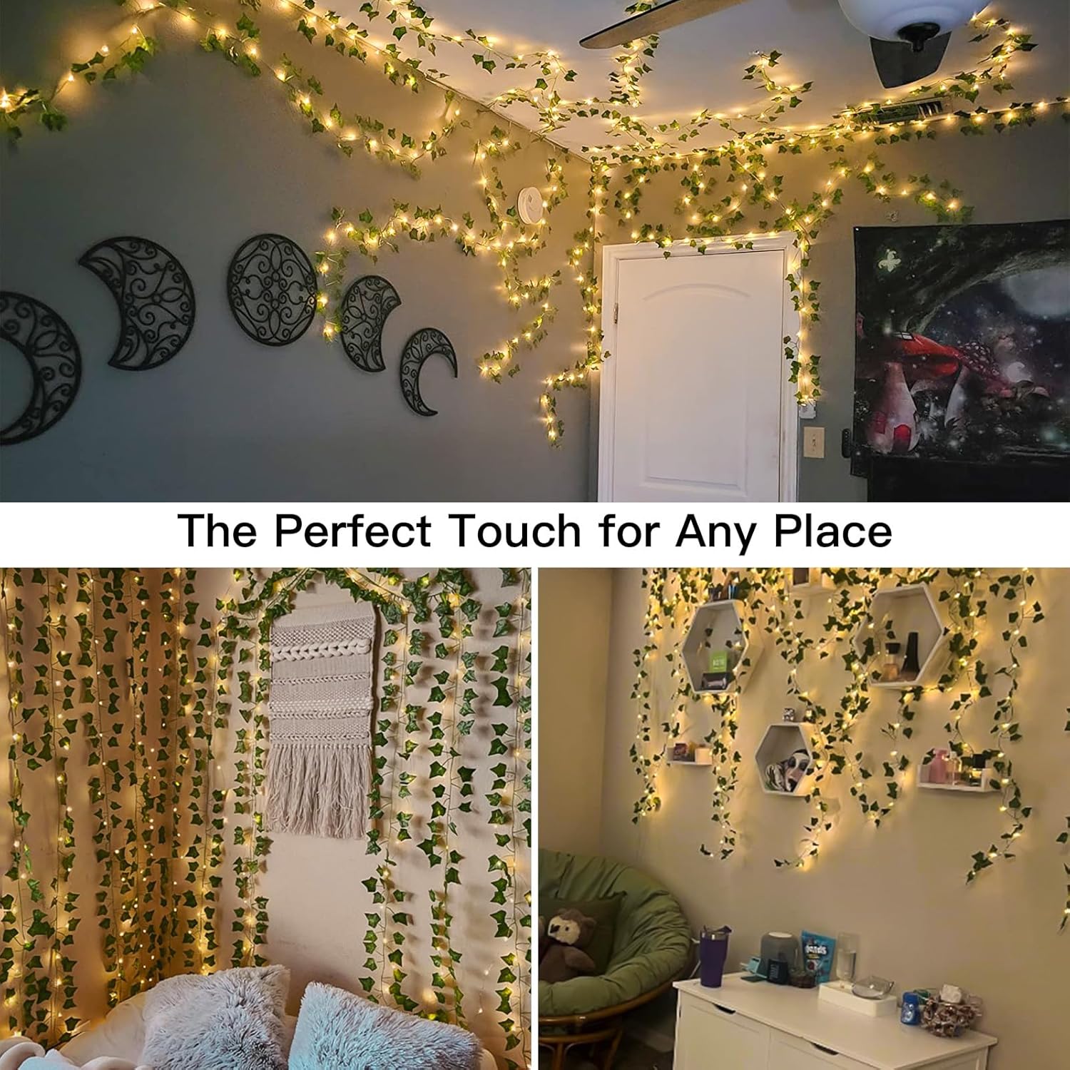 Suddus Fairy Lights Vines - 200 LED Ivy Curtain Lights for Bedroom & Party Decor | 6.5ft x 6.5ft