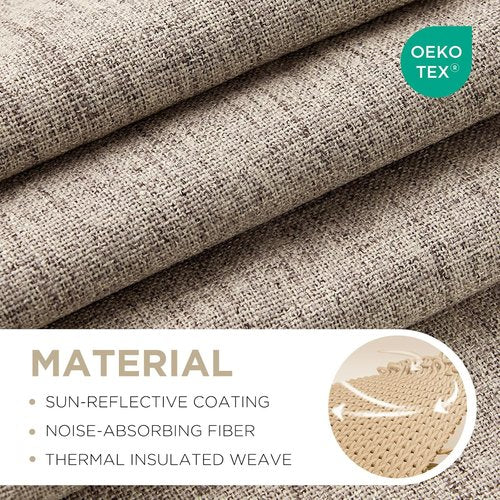 Joydeco Blackout Curtains - 100% Light Blocking Nature Linen, 84-Inch Long, 2 Panels Set for Bedroom & Living Room