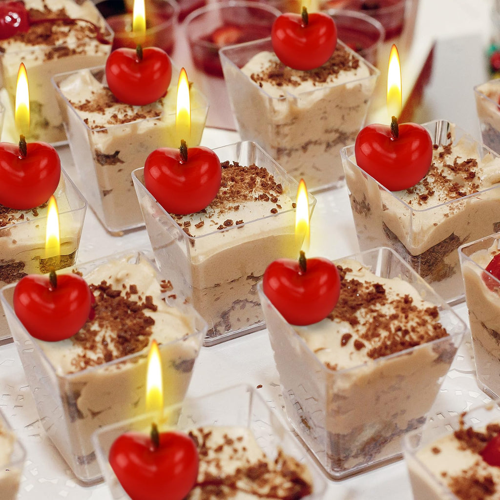 Conelist 15 Pcs Cherry Shaped Birthday Candles Cute Fruit Shaped Candles Mini Cherry Party Favors Decorative Cake Decorations Soy Wax Cupcake Toppers for Wedding Table Gift(Red)