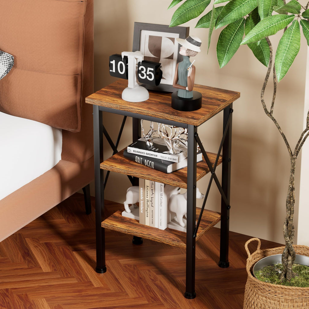 VECELO Modern Nightstands X-Design Side End Table Night Stand with Storage Shelf for Bedroom,Living Room