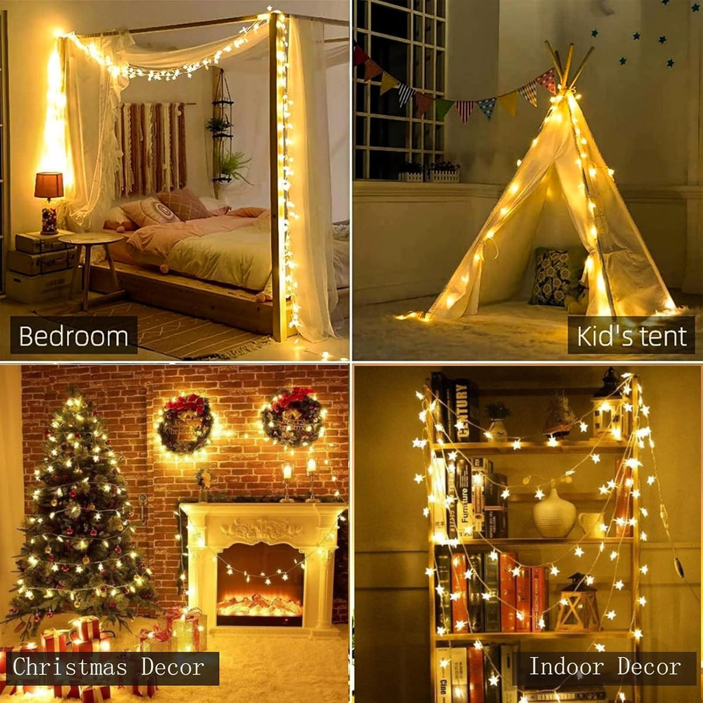 Plun Fairy Star String Lights - 100 LED Waterproof Twinkle Lights | 8 Modes for Indoor & Outdoor Decor