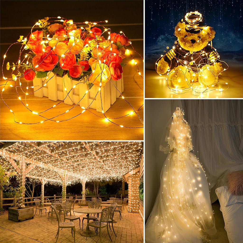 Twinkle Fairy Lights - 33ft 100LED Waterproof String Lights with Remote & Timer | Warm White for Indoor Decor