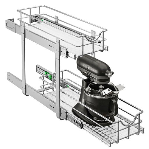 WelFurGeer 2-Tier Kitchen Cabinet Pullout Shelf and Drawer Organizer, Soft Close Pantry Pull Out Shelves, Heavy Duty Pull Out Cabinet Organizer with Shelf Liner for Kitchen Cabinets, Pantry Storage