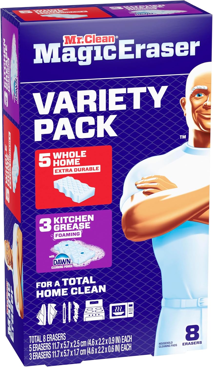 Mr. Clean Magic Eraser Sponge - All-Purpose Cleaning Pads | 5 Extra Durable & 3 Grease Erasers