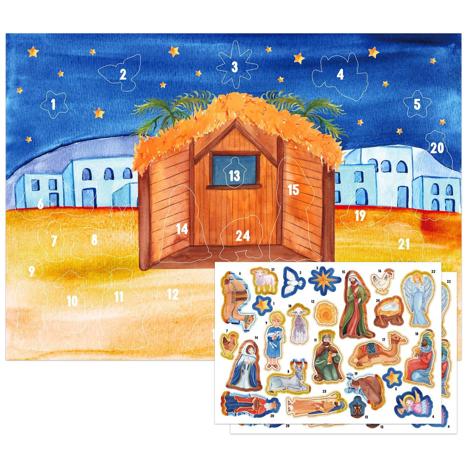 WhatSign Nativity Sticker Advent Calendar for Kids - 2025 Christmas Christian Religious Countdown Calendar Nativity Advent Calendar for Kids Children Boys Girls