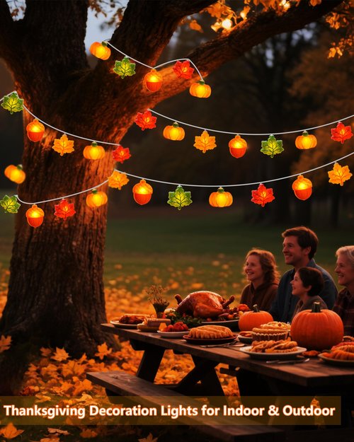 Fall Decor String Lights 10Ft, Battery Operated Thanksgiving Fall Lights 20 LED Acorn Pumpkin Maple Leaf Lights with Timer, 8 Modes Indoor Halloween Decorations light for Home Harvest Porch Party