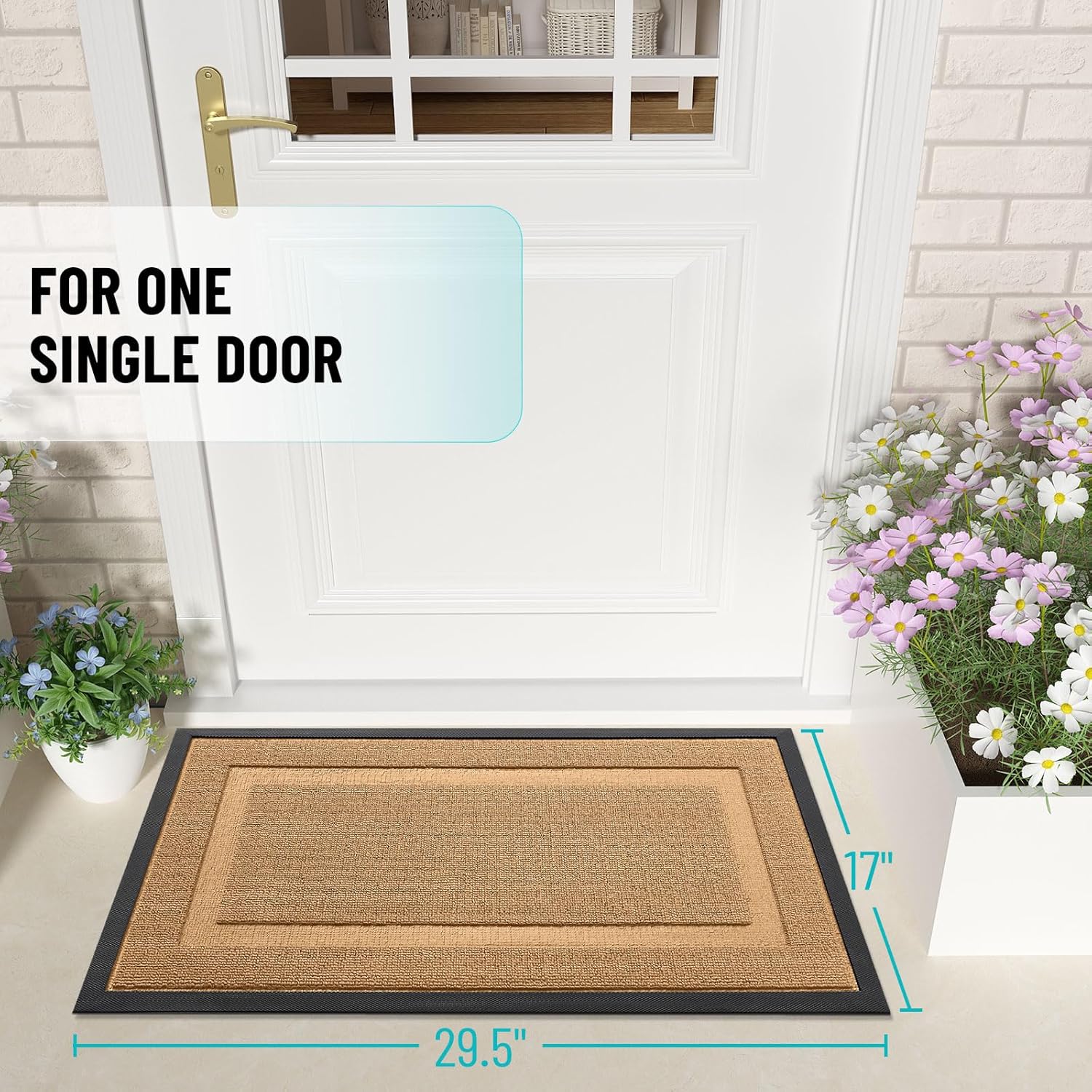 OLANLY Waterproof Front Door Mat - All-Season, Easy Clean, Sturdy Natural Rubber | 59x23, Butter Yellow