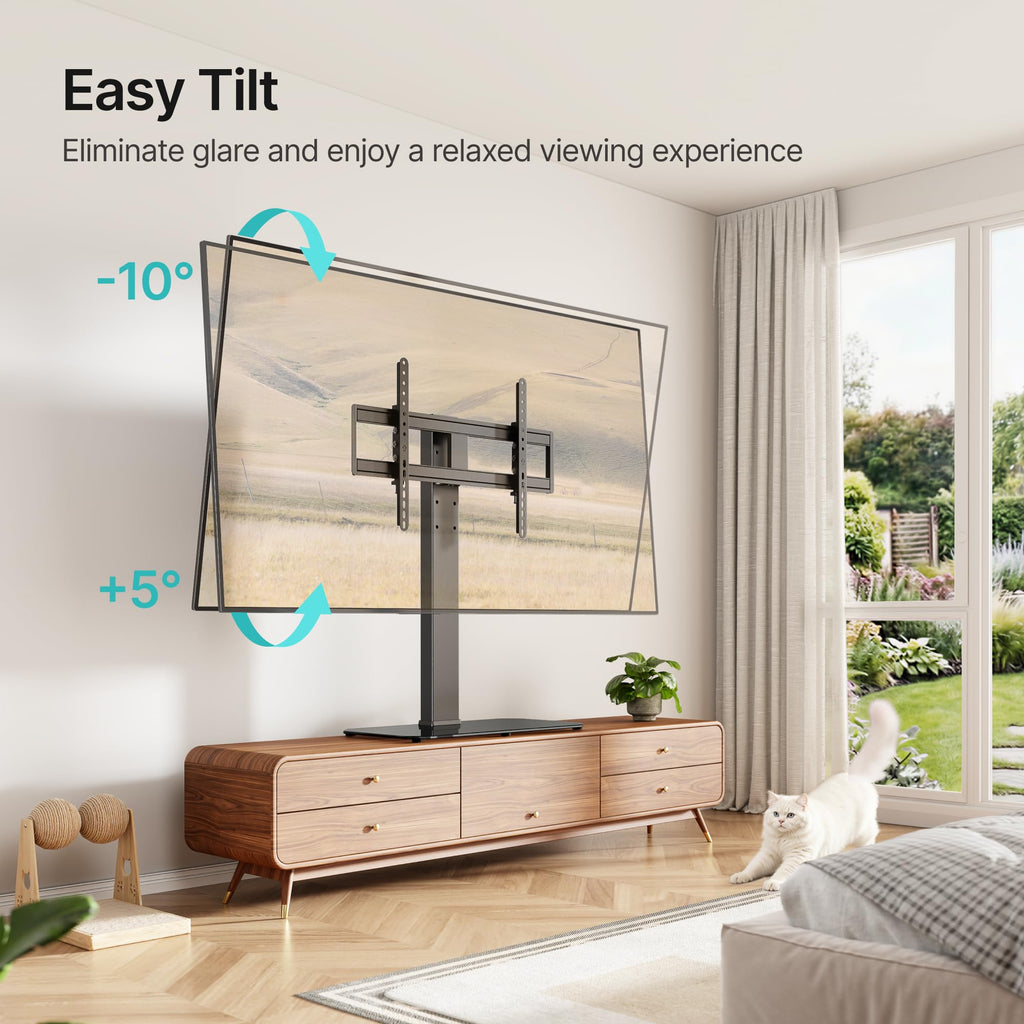 Pegzone Swivel Universal TV Stand with Mount for 43-90'' TVs, Holds 154 lbs, Height Adjustable Large Table top tv Stand, VESA MAX 600x400mm