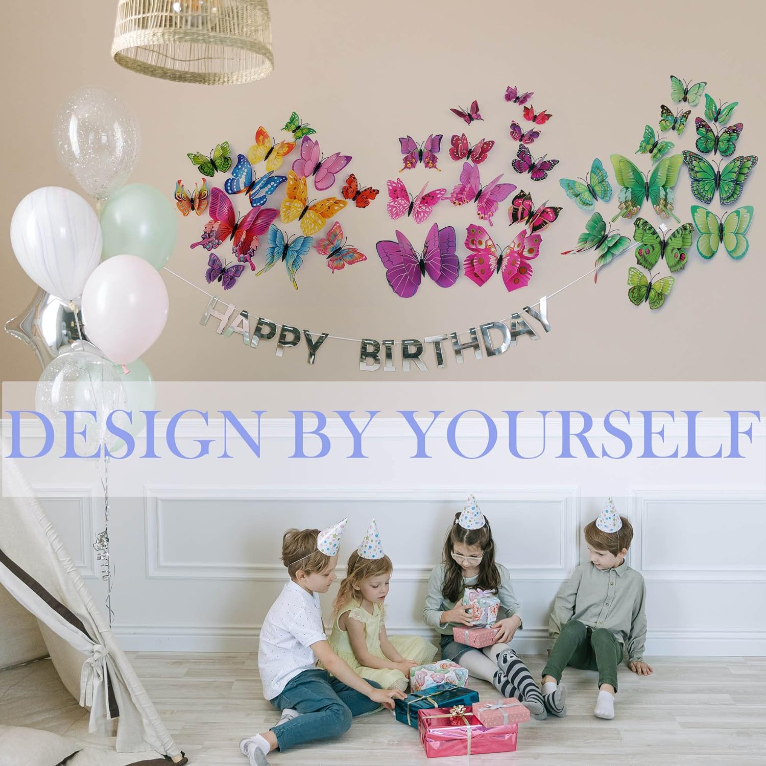 OPSEAM 3D Butterfly Wall Decor - 24 PCS Purple Stickers with Magnets for Party Decorations